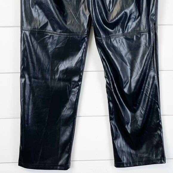 H Halston Faux Leather Pants Women Small Straight Leg Corporate Goth Grunge - Picture 3 of 9